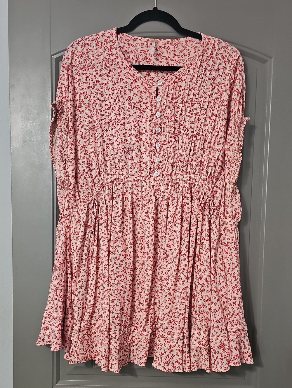 Free People Pink Floral Button-Front Casual Dress